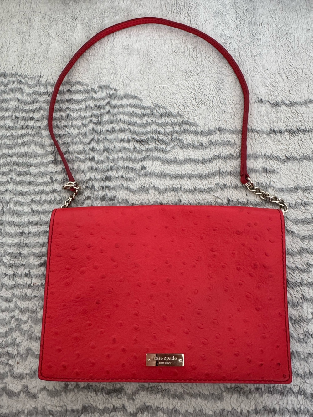 kate spade Red Textured Crossbody with Chain Accent